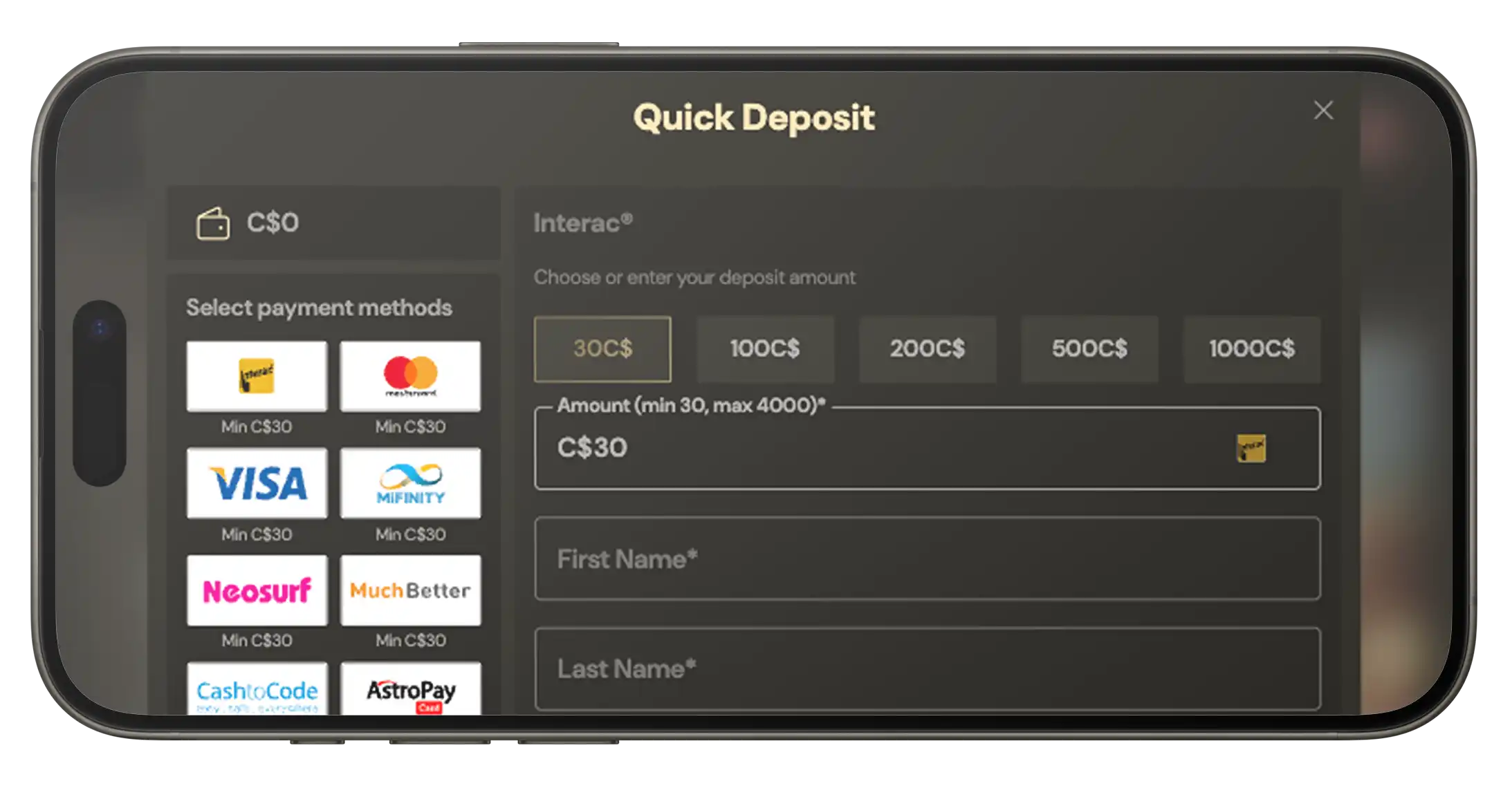 Account Registration and Deposit